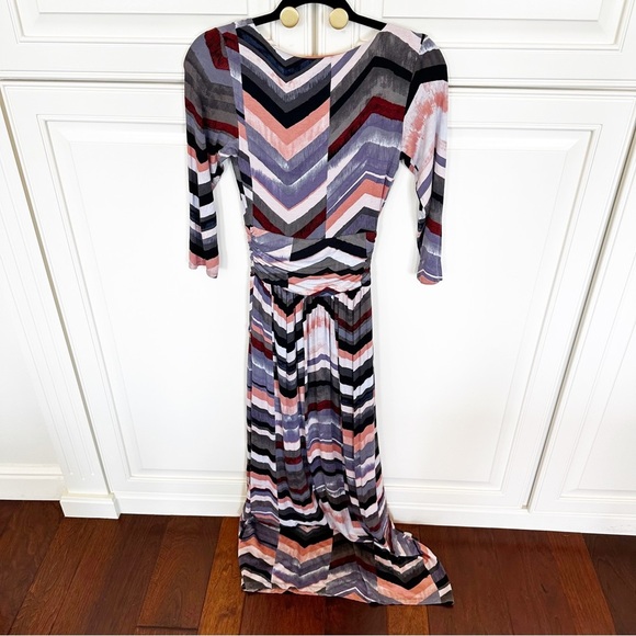 Anthropologie Maeve Novela Womens Chevron Striped Knit Stretch Maxi Dress Sz XS - Picture 10 of 13